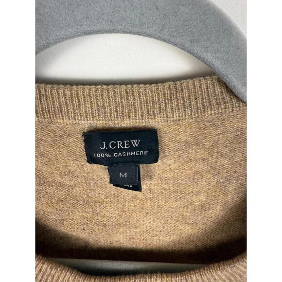 J. Crew Cashmere Crewneck Sweater Tan Preppy Medium - Picture 2 of 5